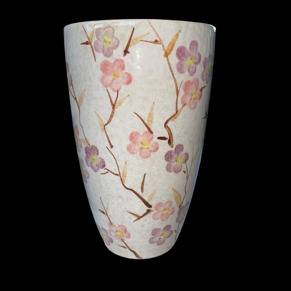 Classic Floral Ceramic Vase – White with Pink & Purple Blossoms - Picture 3 of 14
